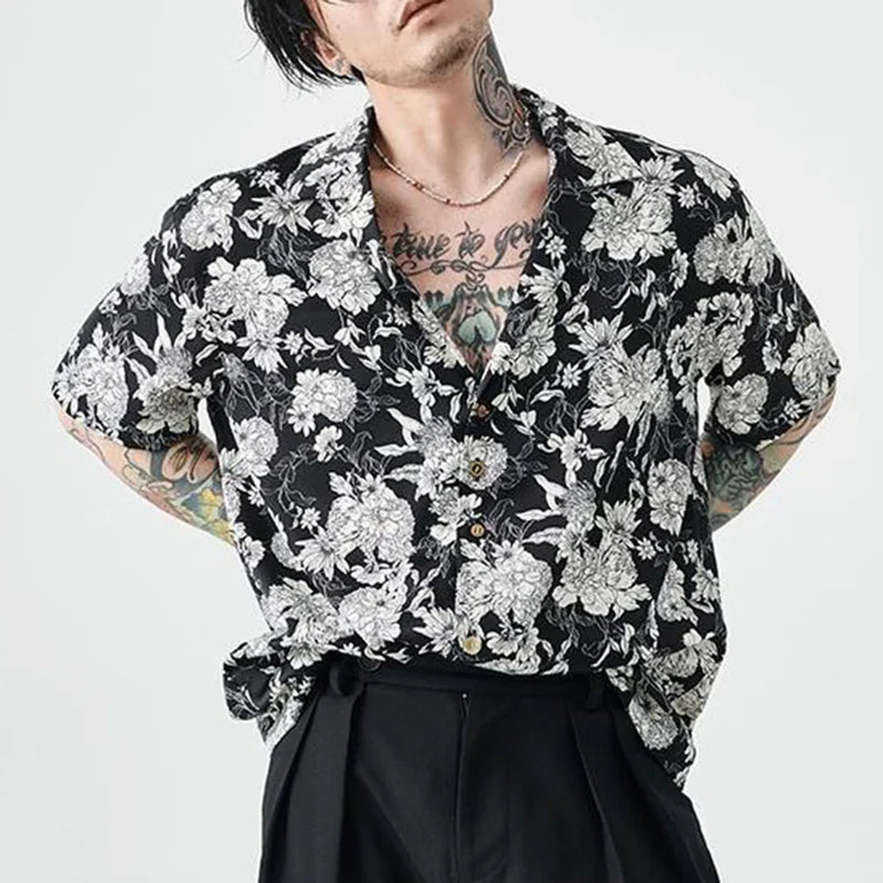 Monochrome Aloha Vacation Short Shirt
