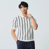 Men's Premium-Touch Line-Pattern Weekend Business Sport-Collar T-Shirt