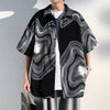Mens Ice Silk Retro Print Relaxed Top