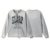 Turn-Of-Era Throwback Gray Letter Print Long Sleeve Shirt