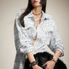 Cobalt Check Fringe Long Sleeve Shirt