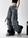 Cyber Grunge Rinse White Relaxed Denim