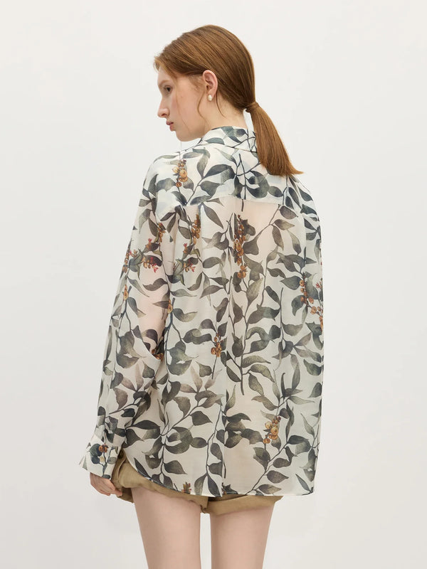 Botanical Holiday Print Chic Top alternatif görünüm