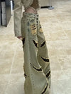 Metro distressed high waist leopard Denim