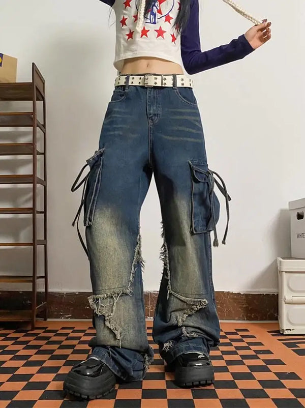 Women Classic Heritage Tie Up High-Rise Denim alternatif görünüm