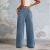 Graphic Fleece Beaded Bell Leg Denim