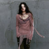 Aged Grit-Style Aesthetic Knitted Spliced T-Shirt