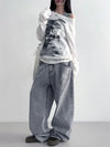 Sweet Grit-Style Collar Printing Long Sleeve T-Shirt