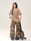 Wide Leg Yılan Baskılı Pantolon, yakın çekim — Navra Wear