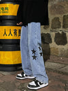 Stellar Print Oversized Denim Trousers