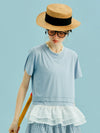 Boho Hem Ruffle Blue Light T-Shirt