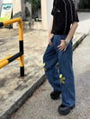 Easy Blue Flower Daisy Bell Leg Denim