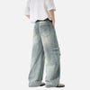 Rugged Blue Faded Bell Leg Denim