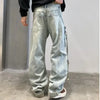 Vintage Baggy Hip-Hop Baskılı Jean Pantolon, yakın çekim — Navra Wear