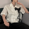 Floral Mesh Zip Short Sleeve Blouse