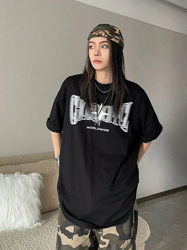 Retro-Faded Constellation Kpop Short Sleeve T-Shirt alternatif görünüm
