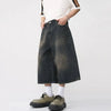 Y2K Wide Leg Jean Şort, yakın çekim — Navra Wear