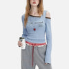 Shoulder Off Collar Diagonal Sexy T-Shirt