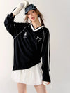 Sweet V-Neck Boxy Graphic Top