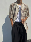 Grid Print Half-Sleeve Oversize Top