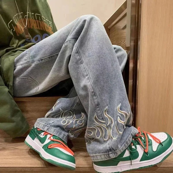 Flame Cuffed Bell-Leg Denim alternatif görünüm