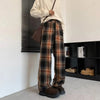 Plaid Drape Straight Trousers