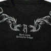Aged Big-Silhouette Thread-Work T-Shirt