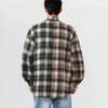 Dual-Tone Plaid Cotton Long Street Top