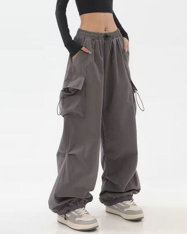 Relaxed Elastic Waist Utility Trousers