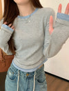 Vibrant Bar-Print Long Sleeve Round T-Shirt