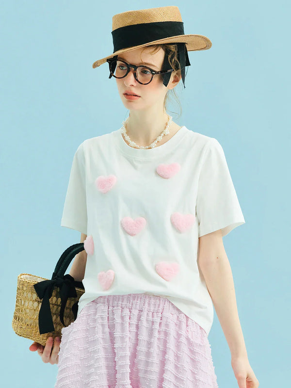 Soft Soft-Touch White Heart Patch T-Shirt