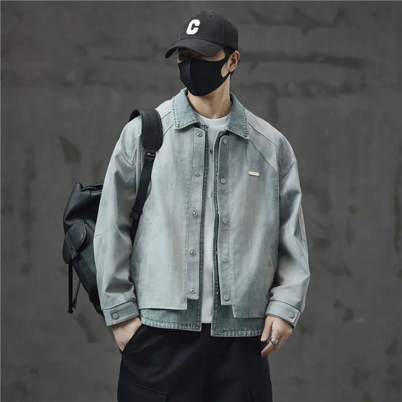 Classic Relaxed Seoul Bomber Denim Jacket