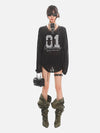 V-Neck Sexy Lace Out Hollow Long Sleeve T-Shirt
