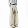 Wool Stripe Pleat Wide-Leg