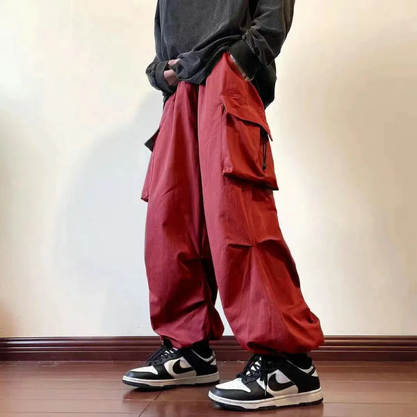 Relaxed Stretch Waist Solid Street Pants alternatif görünüm