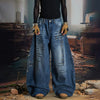 Heritage Mosaic Design Torn Bell Leg Denim