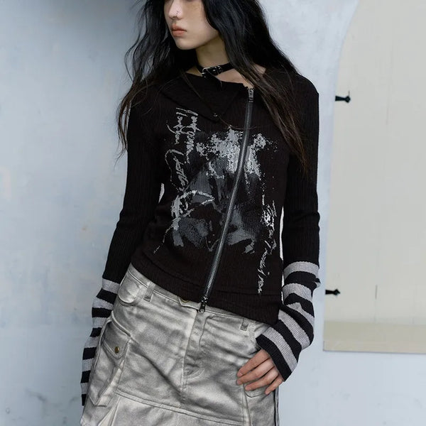 Dark-Craft Dirty-Art Zipper No-Rules Aesthetic T-Shirt