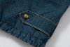 2000s Washed Faded Padded Fur Denim Jacket