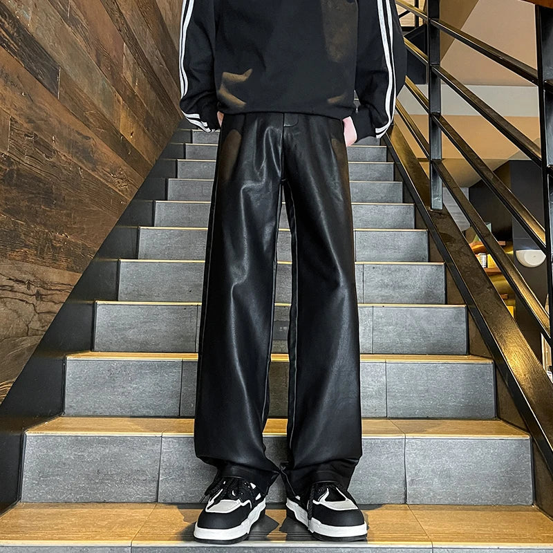 Moto Leather Wide-Leg