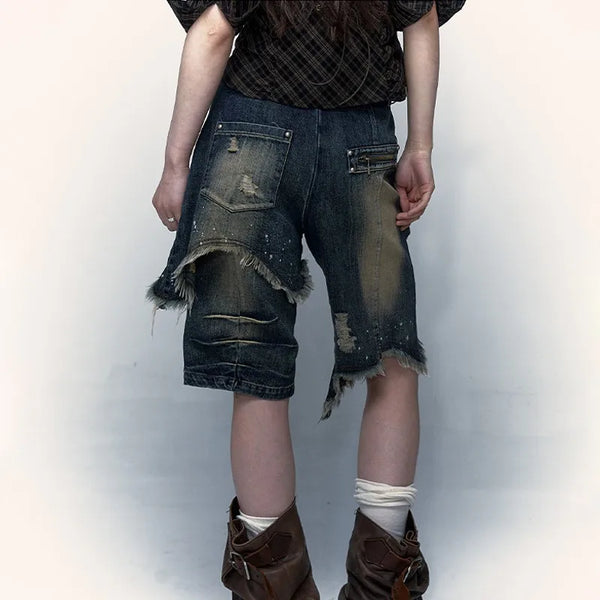 Heritage Worn Aesthetic Faded Denim Jeans alternatif görünüm