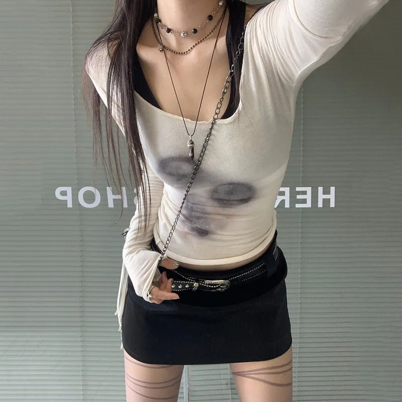 Sheer Mesh Cropped Han River Top