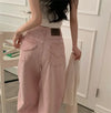 Kadın Vintage Yıkanmış Yüksek Bel Baggy Jean Pantolon, yakın çekim — Navra Wear