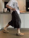 Vintage Wide Leg Jean Şort, önden görünüm — Navra Wear