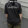 Current Multi-Stripe Letter Print V-Neck Sport T-Shirt
