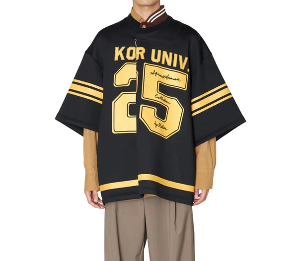 Rising-Sun Quilted Letter Print Baseball T-Shirt