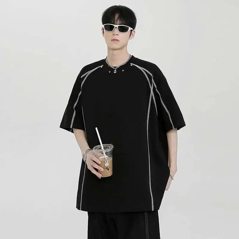 Curated Unstructured Stripe Illustrated Short Sleeve T-Shirt