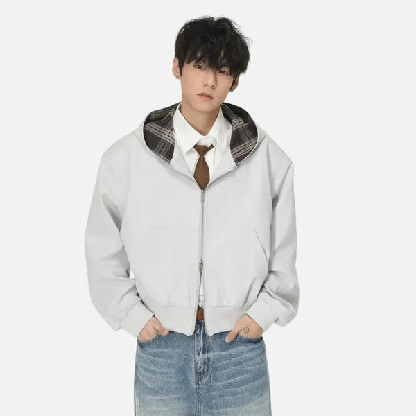 Check Tone Double Zip Chic Hood alternatif görünüm