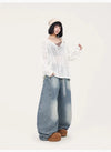 Blue Jazz Frayed Denim Long Denim