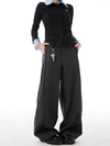 Sleek Black Pleat Wide-Leg