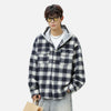 Flannel Hood Colorblock Plaid Oversized Top